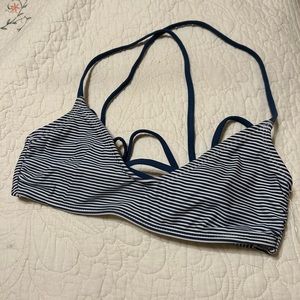 Navy and white bikini top